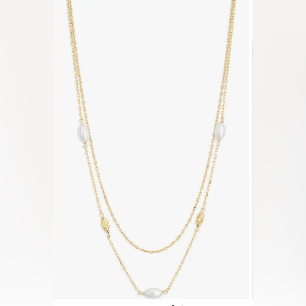 Argento Vivo 18K Gold Over Sterling Silver Pearl Station Layered Necklace